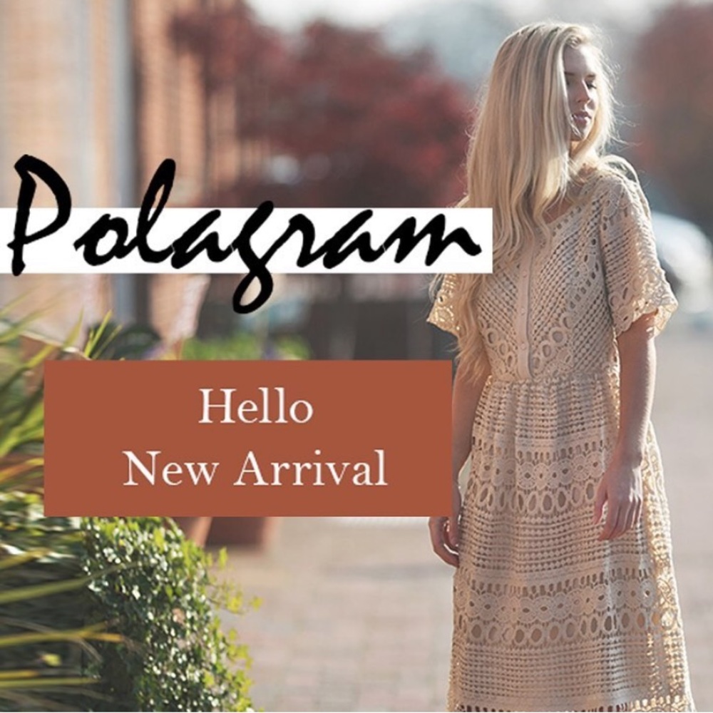 Polagram Crochet Cream Lace Midi Dress M - Picture 3 of 16